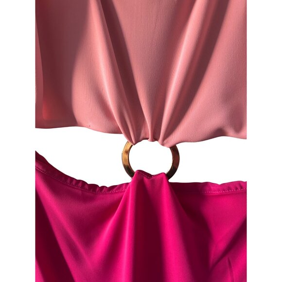 Alice + Olivia Arizona O-Ring Maxi Dress Pink Cutout Size 10 - Picture 9 of 16